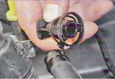 27. Disconnect the purge hose from the canister from the intake pipe.