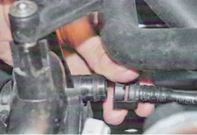 28. Disconnect the fuel line from the fuel rail (see here).