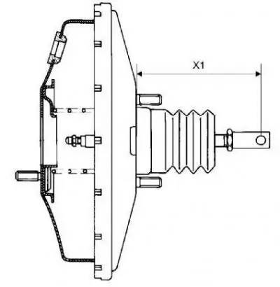 Figure 4-3 - Adjusting the brake booster rod extension: X1 - the value of the rod extension
