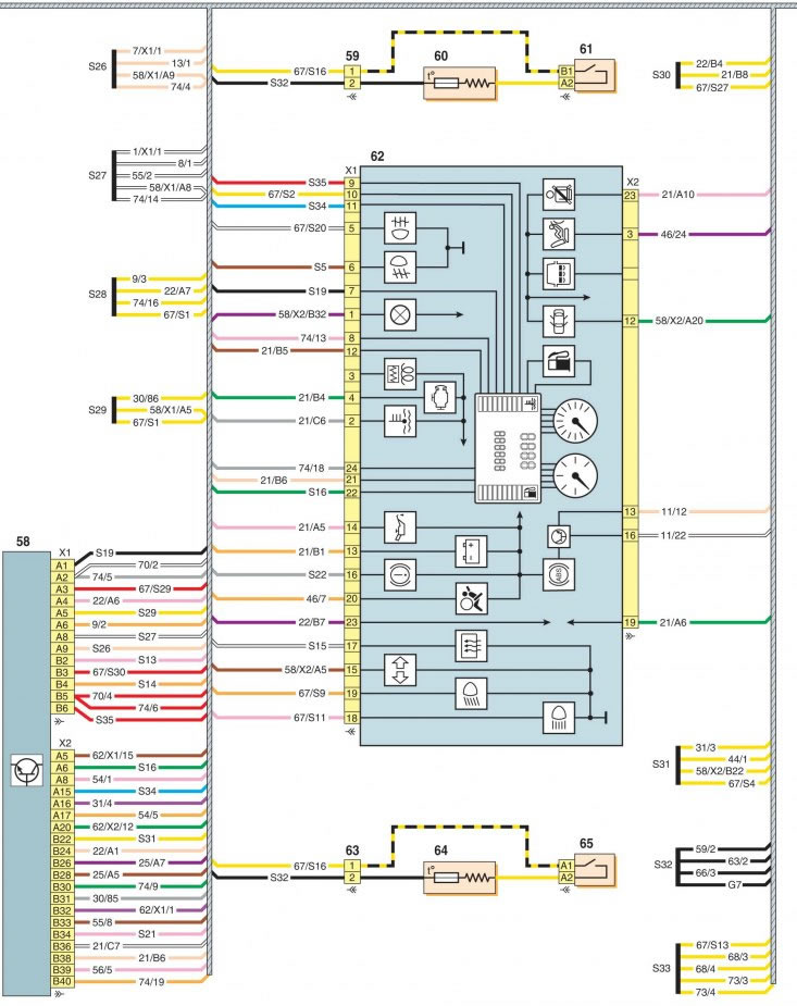 Электрическая схема соединений переднего жгута…