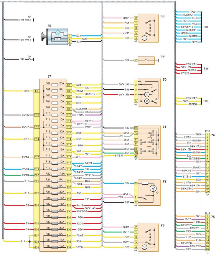 Электрическая схема соединений переднего жгута…