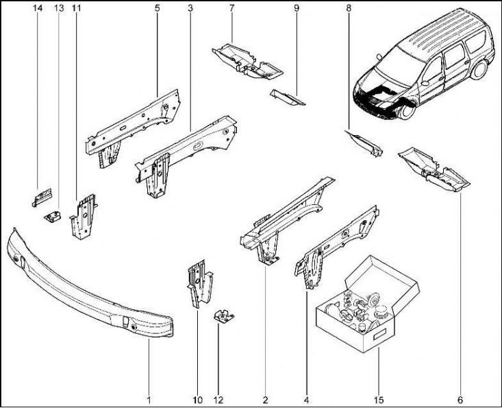 Элементы кузова нижние передние