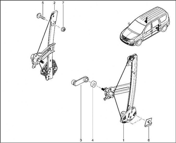 Стеклоподъемник задних дверей (механический)