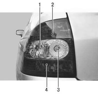 1 – rear turn signal lamp, lamp type P 21W;