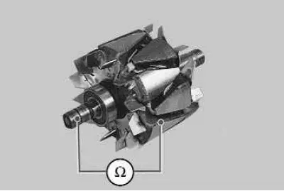 28. Check for a short circuit between the rotor winding and the housing by connecting the tester…