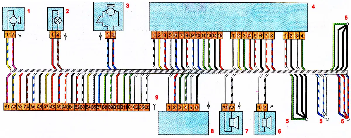 Front Left Door Wiring Harness Wiring Diagram: 1 - door lock; 2 - threshold illumination lamp; 3 -…