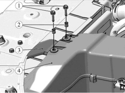 Рисунок 3-35 - Отсоединение резонатора впуска: 1…