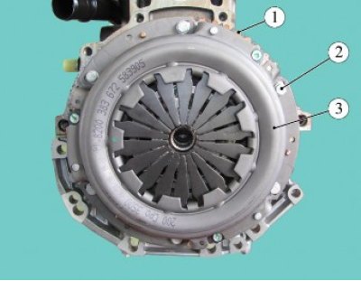 Рисунок 8-1 - Снятие сцепления: 1 - маховик; 2 -…