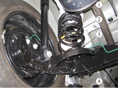 Рисунок 9-1 - Снятие пружины задней подвески: 1 -…