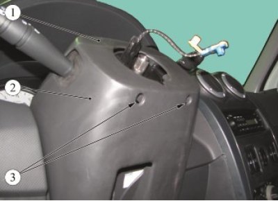 Рисунок 3-1 - Снятие кожухов рулевой колонки: 1 -…