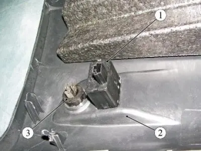 Figure 6-3 - Removing the headlight range control switch and trunk lock switch: 1 - headlight…
