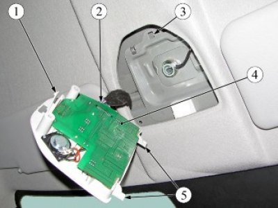 Рисунок 16-3 - Снятие плафона освещения салона: 1…