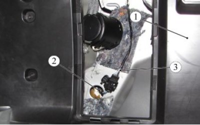 Рисунок 2-3 - Соединение жгутов проводов бампера и заднего: 1 - обивка боковины левая; 2 - жгут…