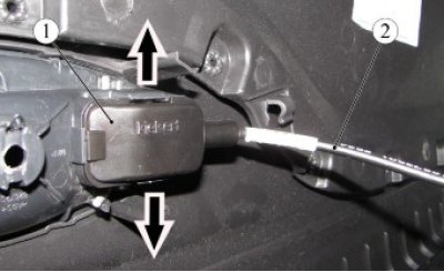 Рисунок 3-3 - Отсоединение тяги привода замка: 1…
