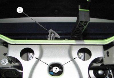 Рисунок 6-2 - Замок капота: 1 - замок капота; 2 -…